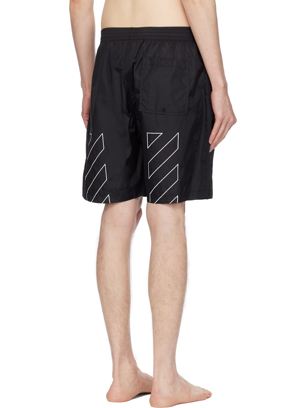 Black Diag Outline Surfer Swim Shorts - 3