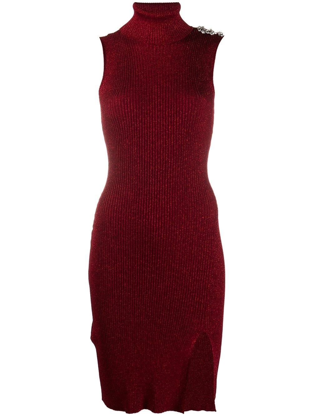 ribbed-knit turtleneck dress - 1