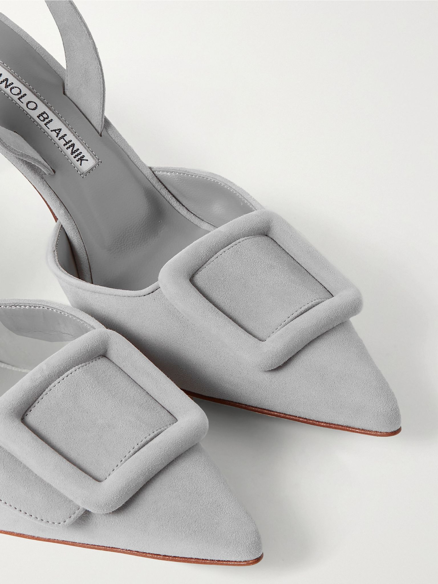 Maysli 70 buckled suede slingback pumps Light gray - 4