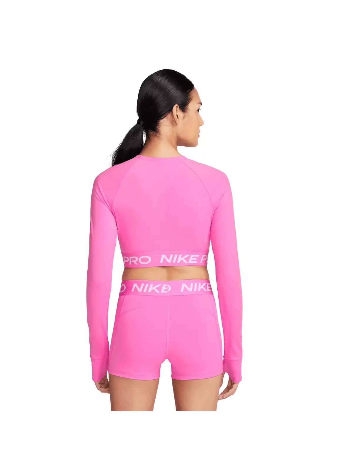 Women's Pro Dri-FIT Cropped Long-Sleeve Top -Pink - 2