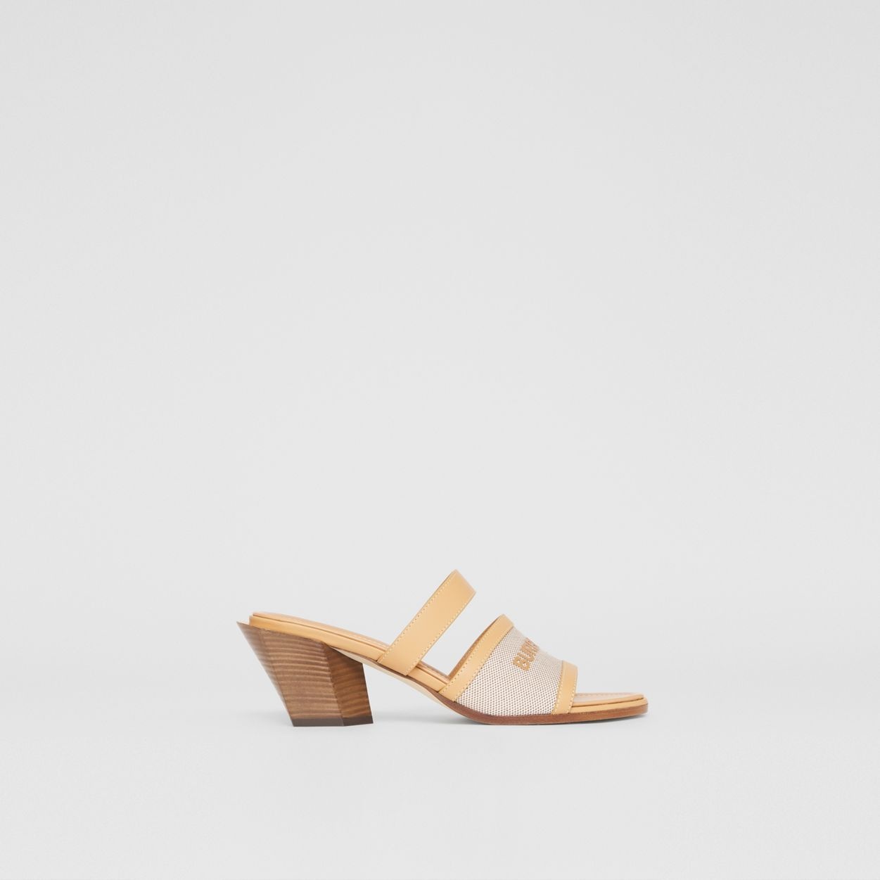 Logo Print Canvas and Leather Mules - 1