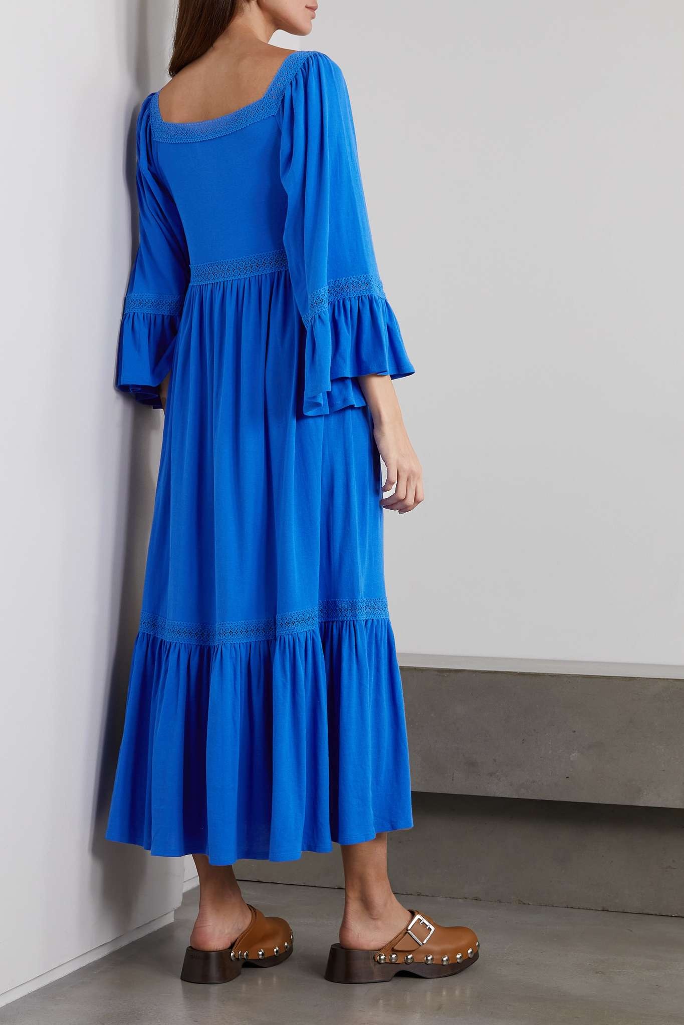 Tiered lace-trimmed cotton maxi dress - 3