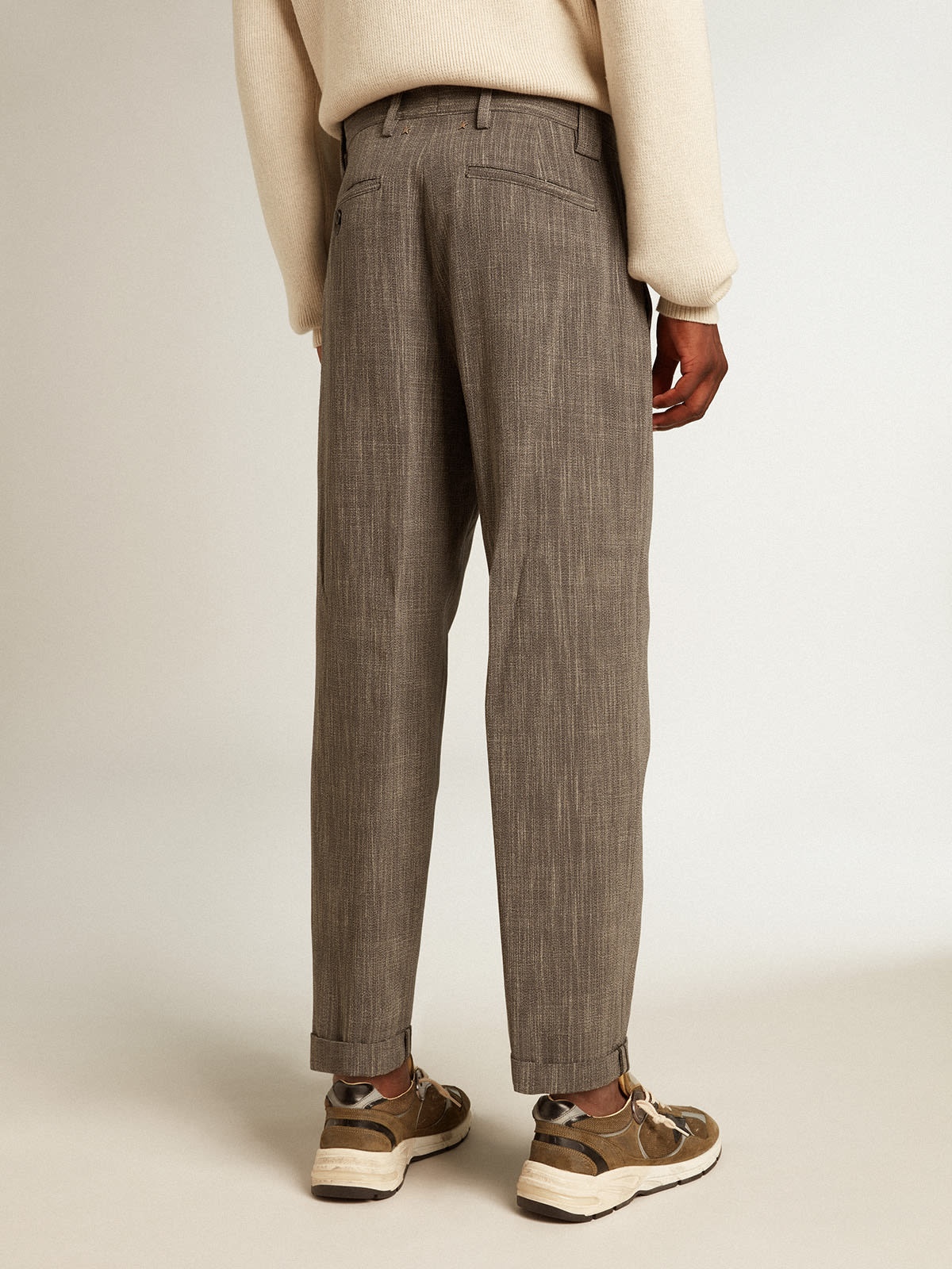 Men's chinos in gray melange wool blend - 4