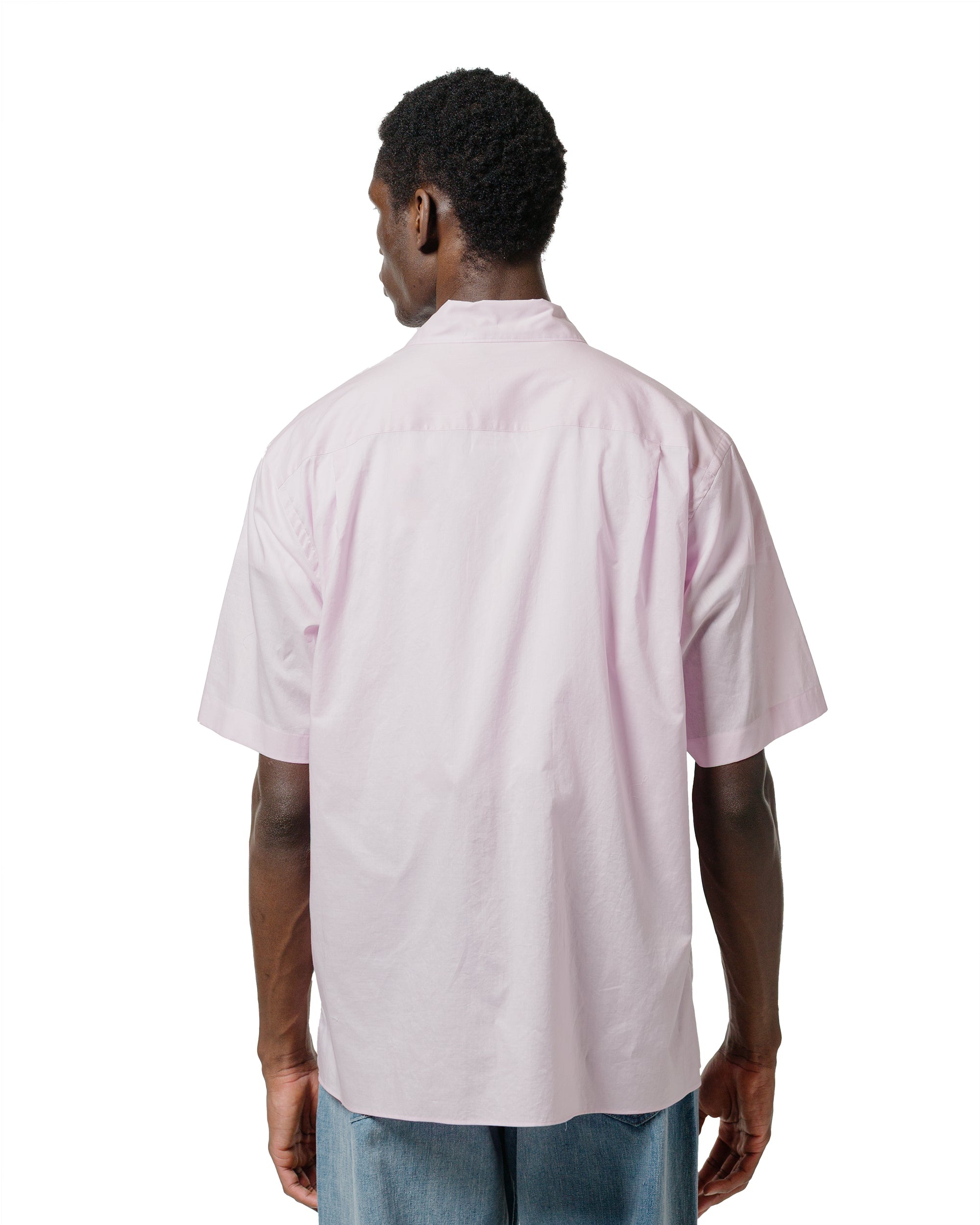 Washed Finx Typewriter Open Collar Half Sleeved Shirt Light Pink - 3