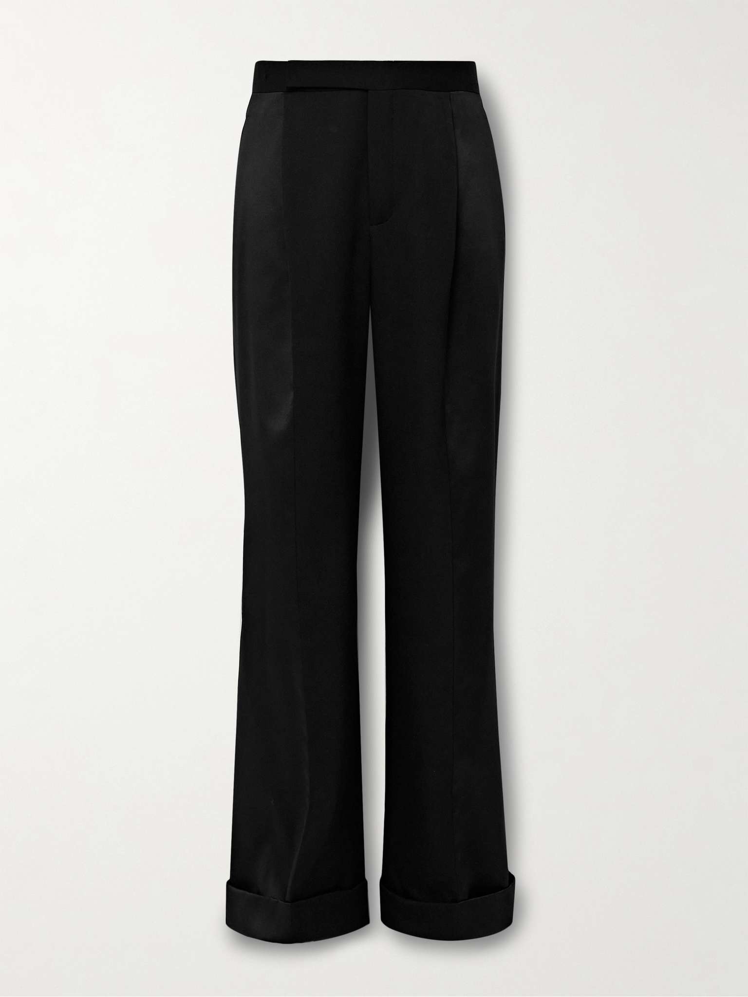 Wide-Leg Pleated Panelled Wool-Twill and Satin Tuxedo Trousers - 2