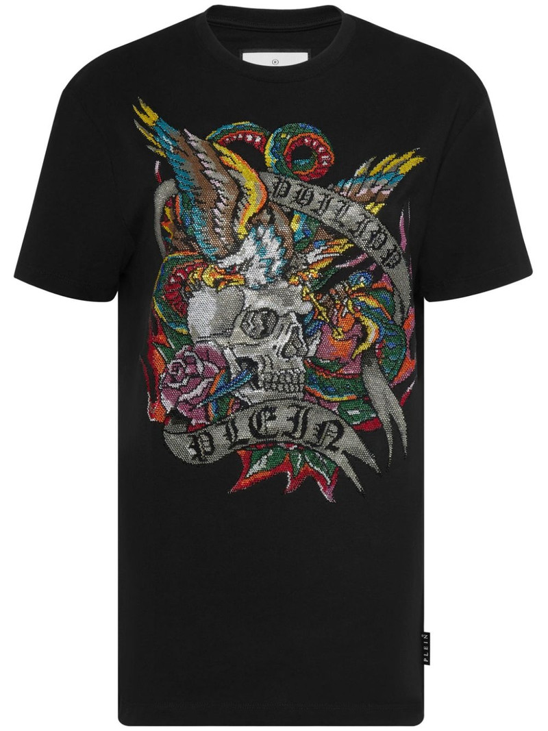 crystal-embellished tattoo-print T-shirt 1