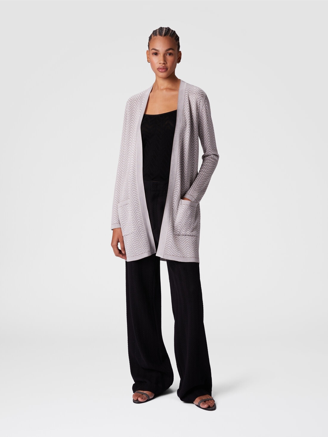 Cardigan wave pattern with belt - 2