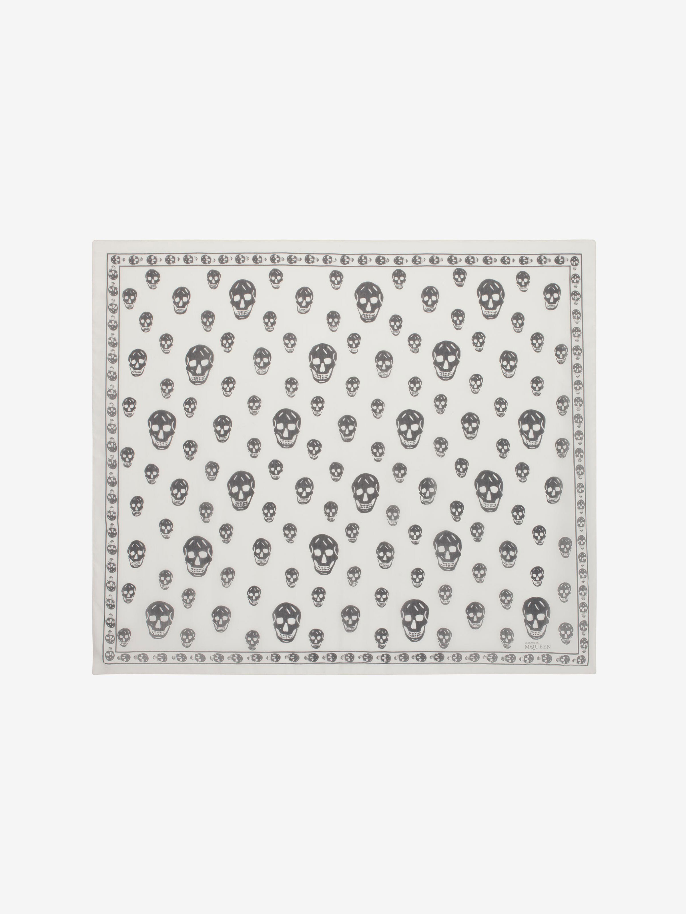 Classic Silk Blend Skull Scarf in White - 2