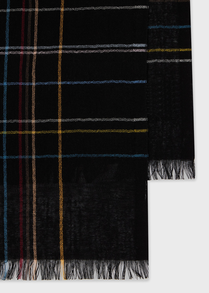 Paul Smith Women's Black Broken 'Signature Stripe' Check Scarf outlook