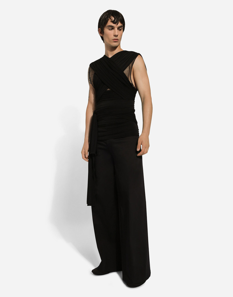 Stretch tulle T-shirt with draping 6
