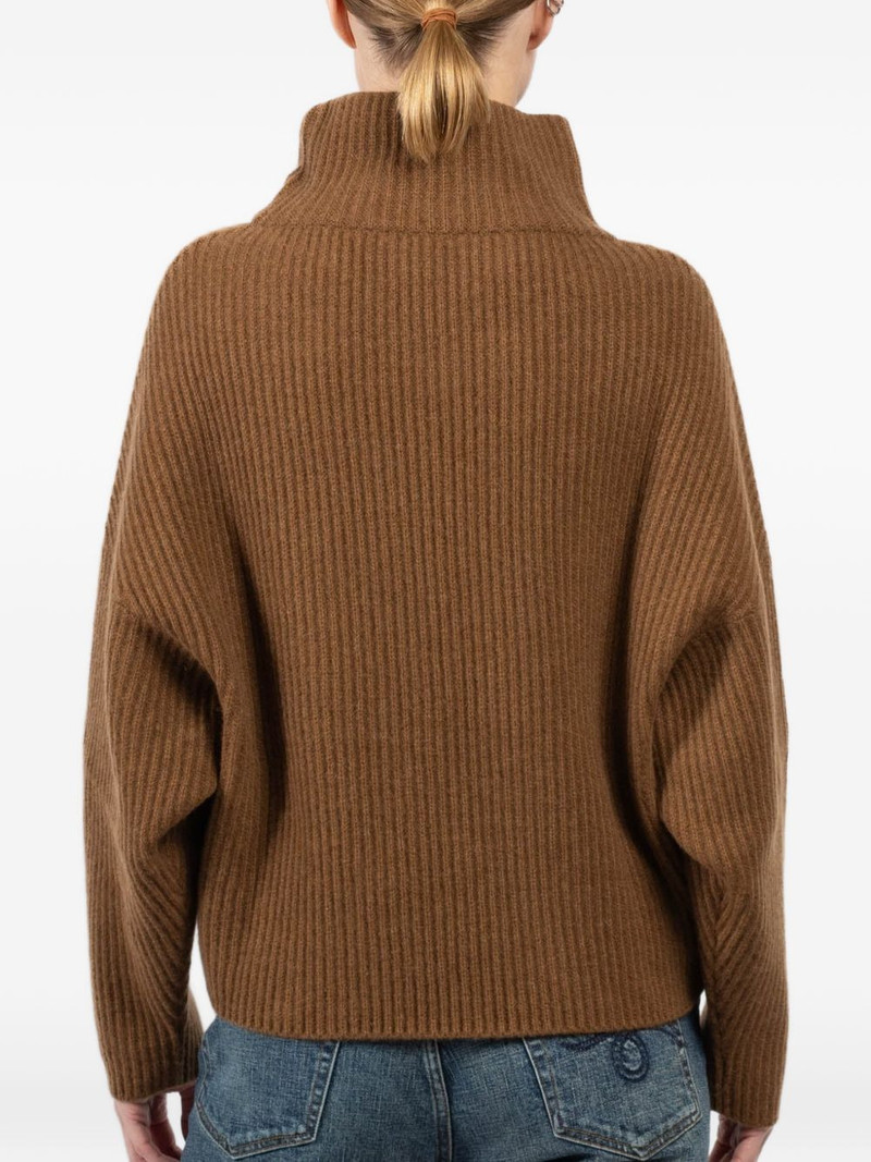 Batwing roll-neck ribbed sweater 4