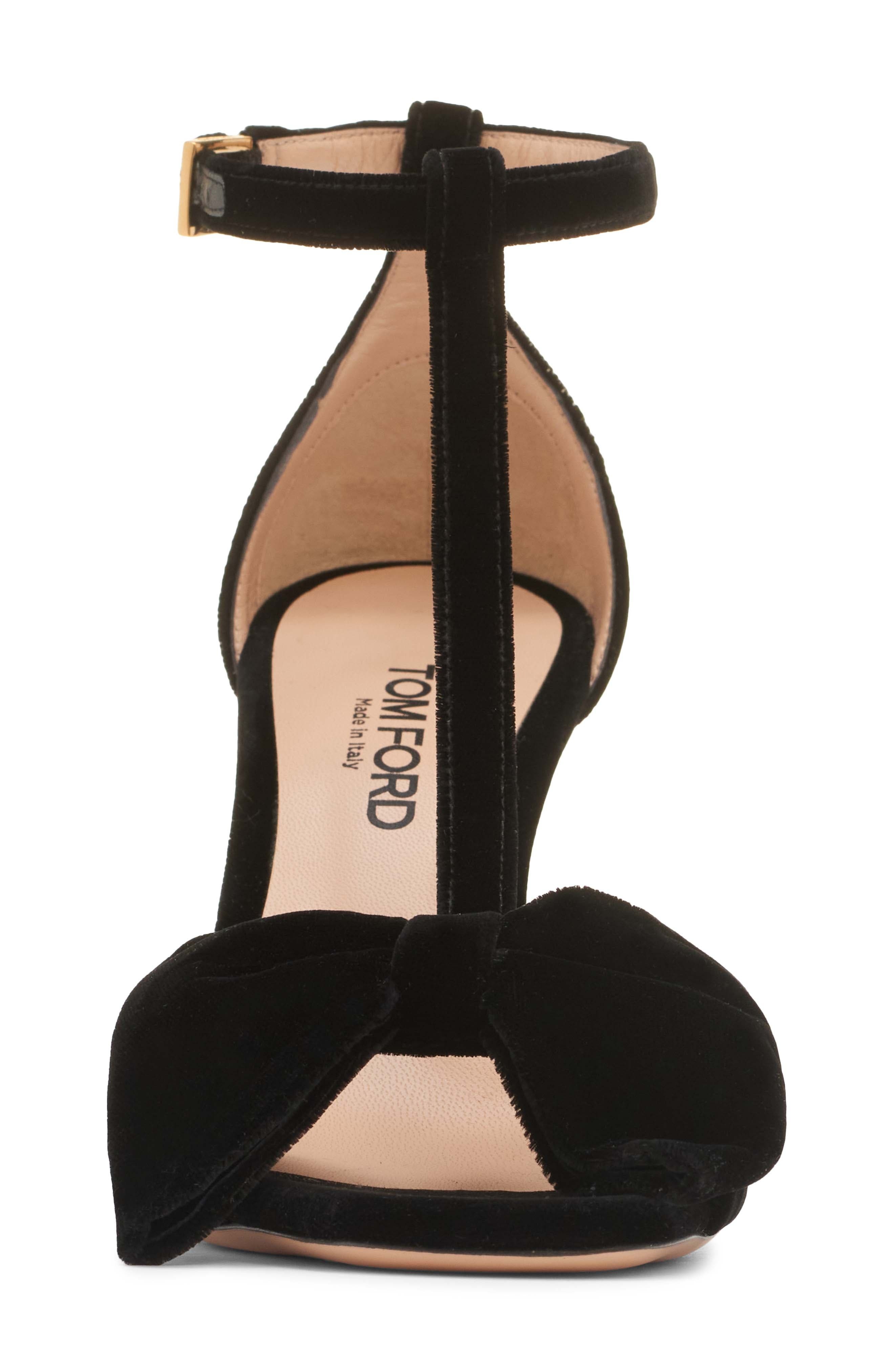 TOM FORD Brigitte Bow Sandal in Black Velvet at Nordstrom - 4