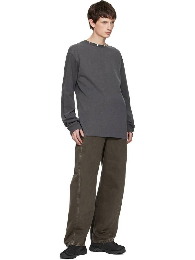 We11done Gray Logo Metal Chip Long Sleeve T-shirt outlook