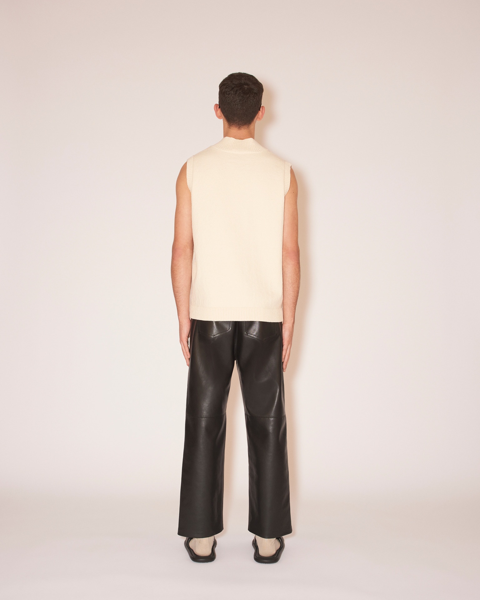 GILLAN - Textured cotton sleeveless knit - Creme - 4