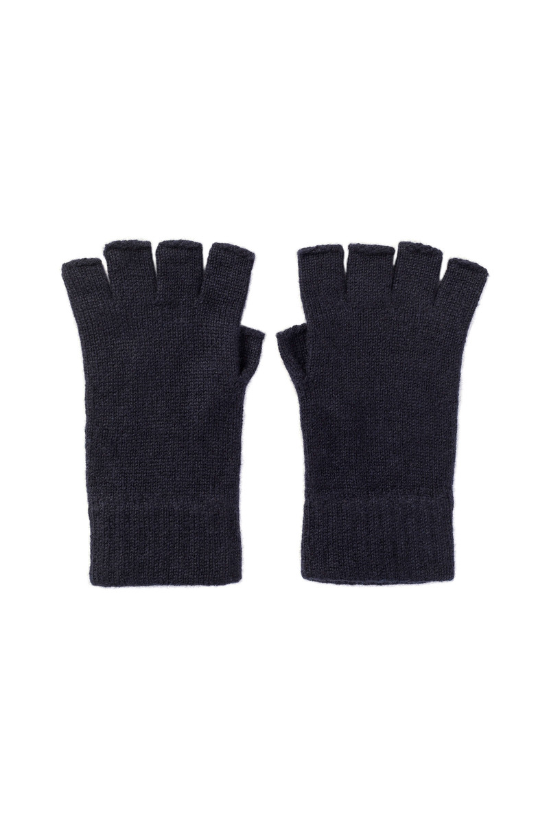 Fingerless Navy Cashmere Gloves 1