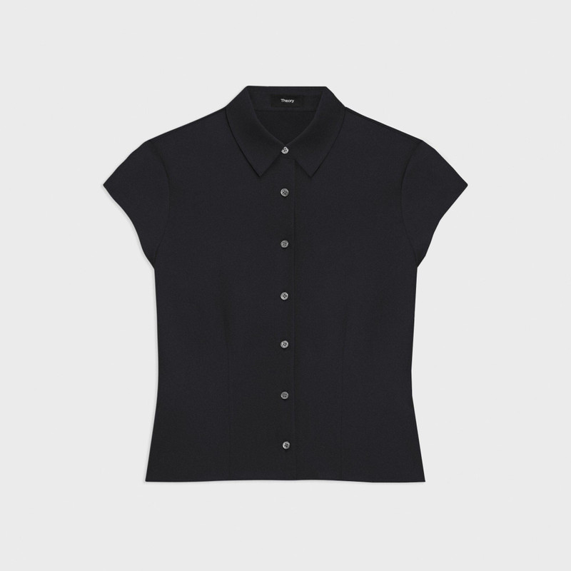 Cap Sleeve Shirt in Silk Georgette - 1