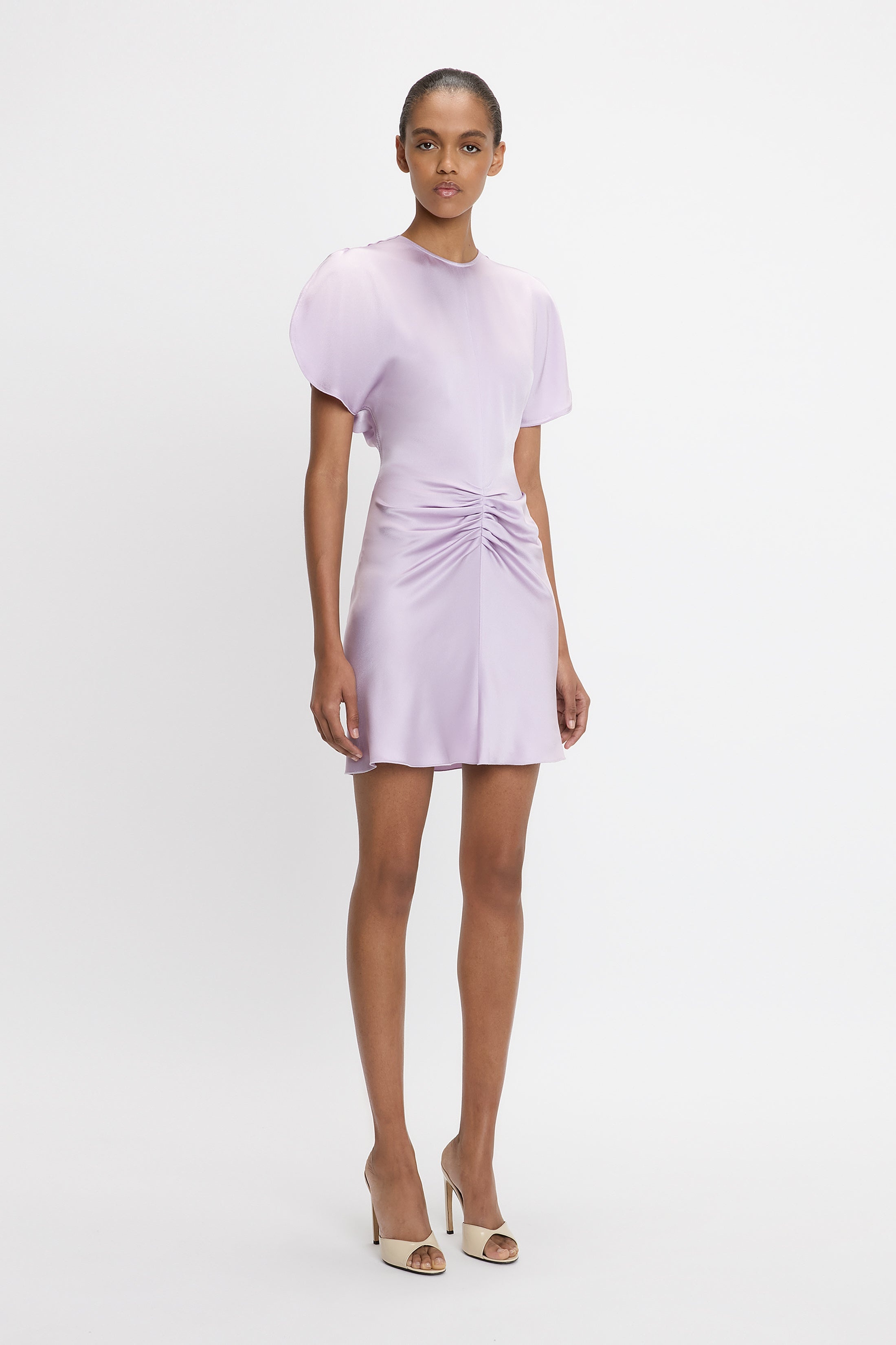 Gathered Waist Mini Dress In Petunia - 3