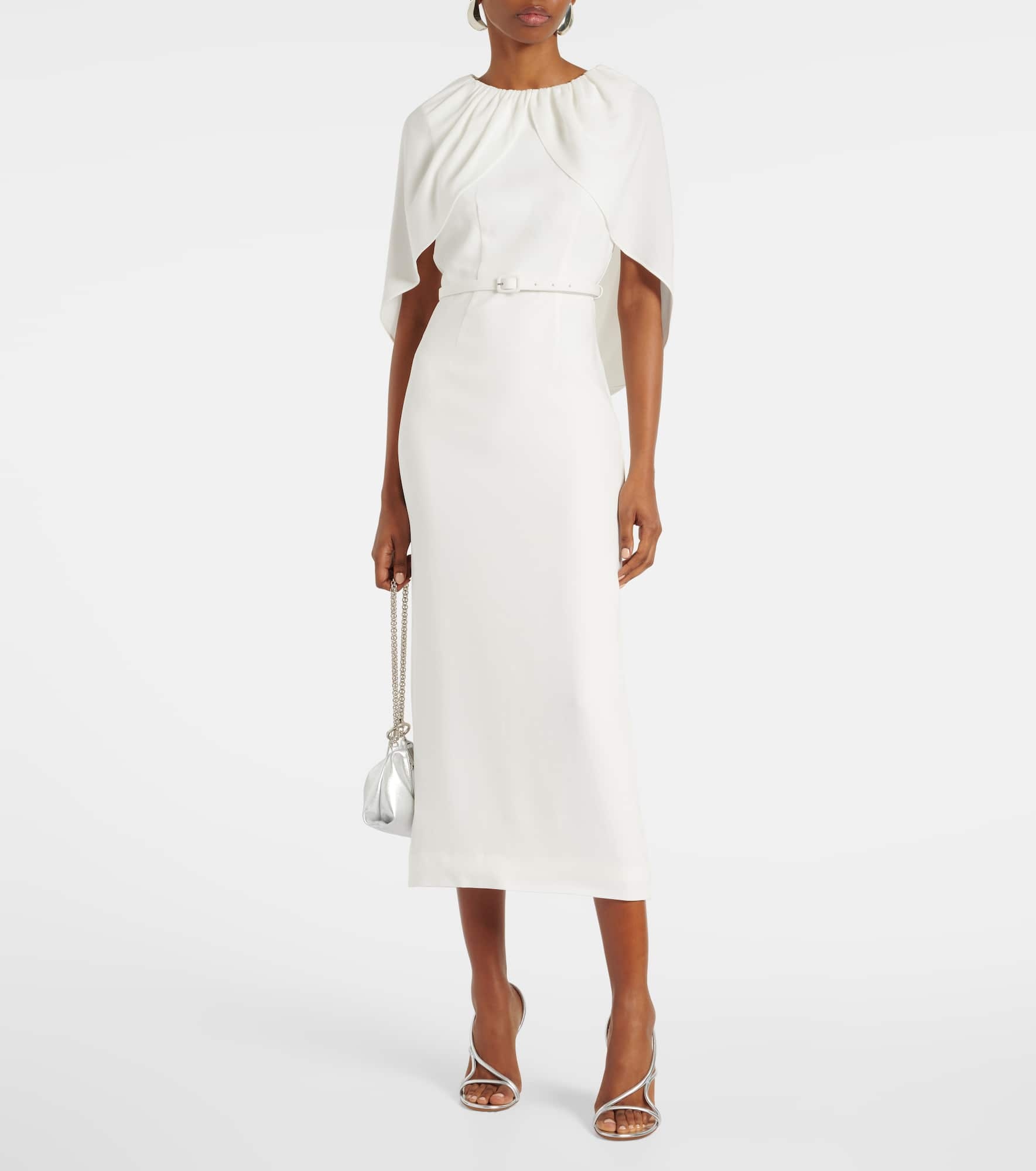 Caped satin crêpe midi dress - 2