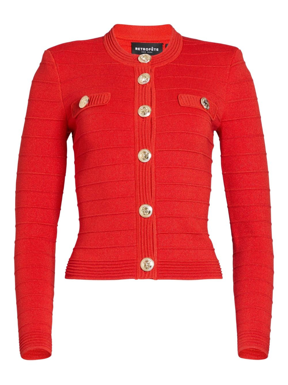 ribbed gold-button jacket - 1