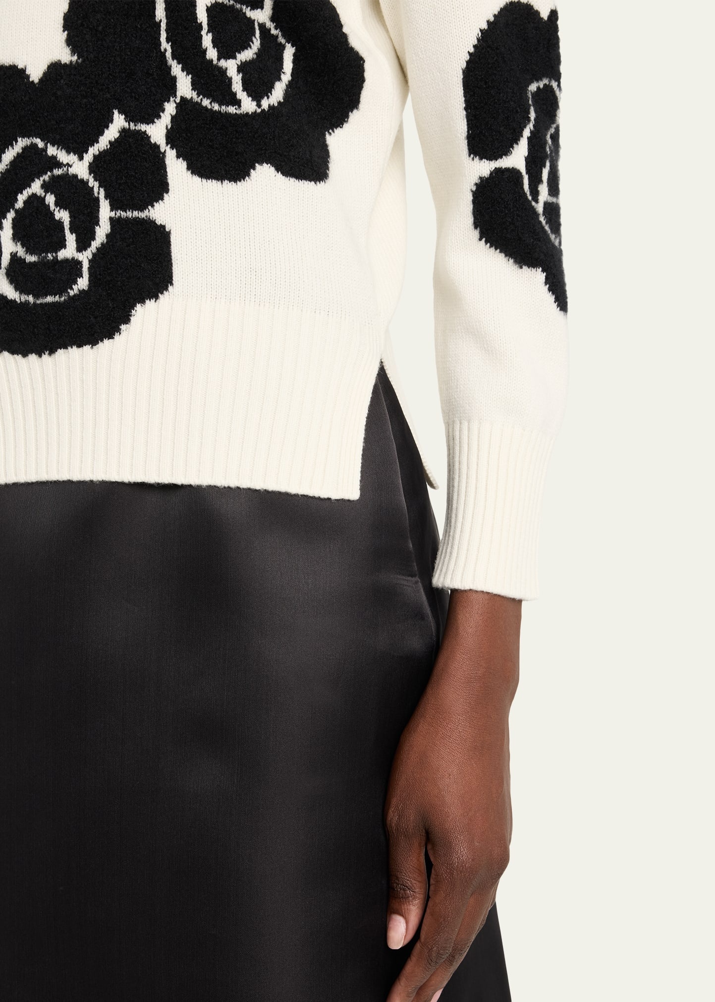3D Anemone Cashmere-Silk Crewneck Sweater - 5