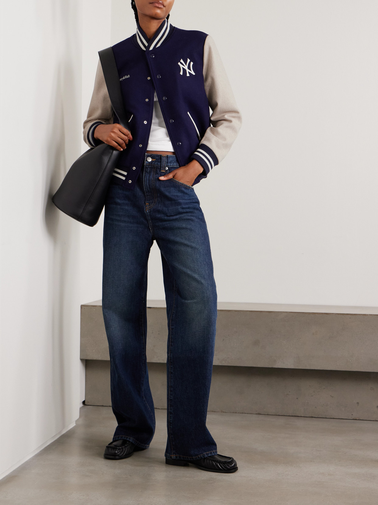 + New York Yankees Champions Embroidered Wool-felt Bomber Jacket - 2