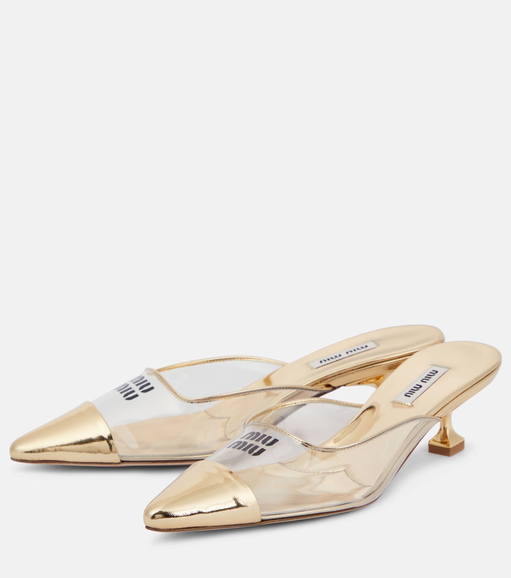 Logo leather and PVC mules - 5