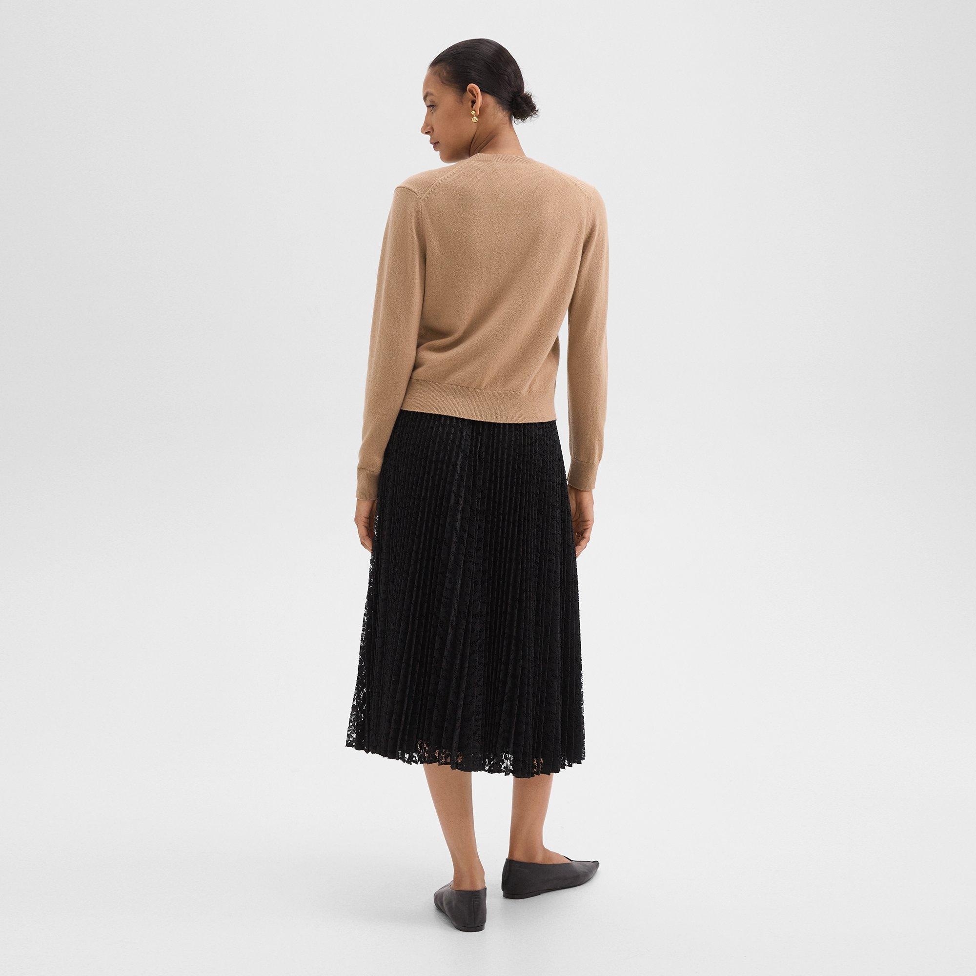 Pleated Midi Skirt in Leopard Lace - 4