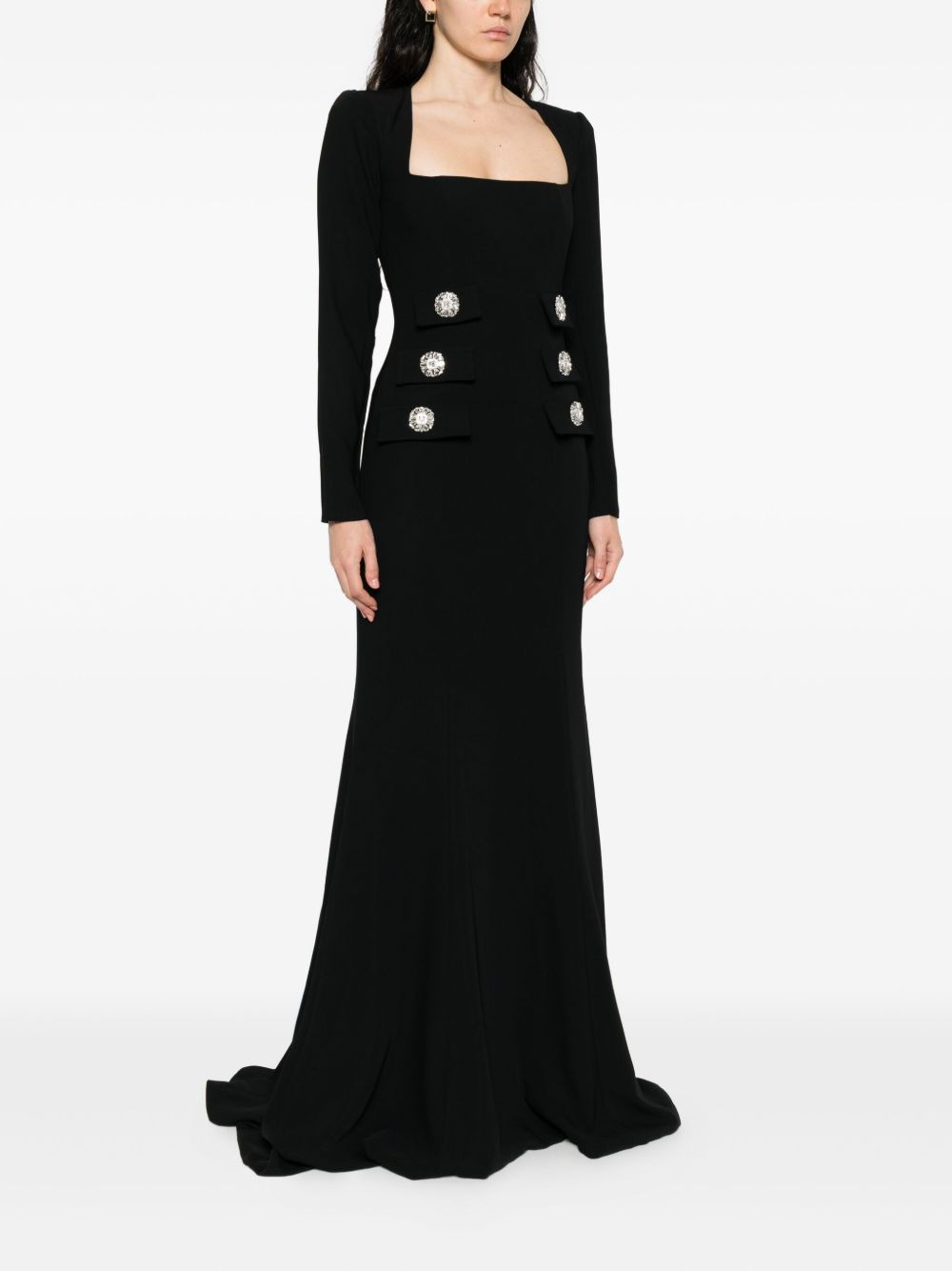 button-embellished maxi dress - 3