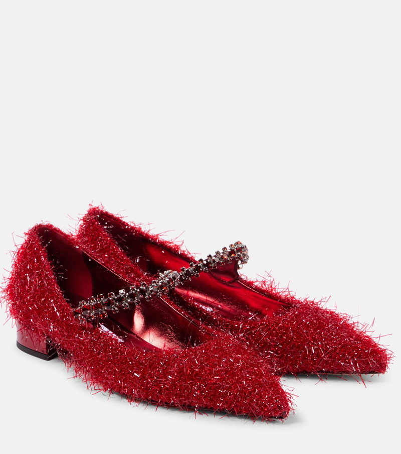 Bing tinsel-embellished Mary Jane flats - 1