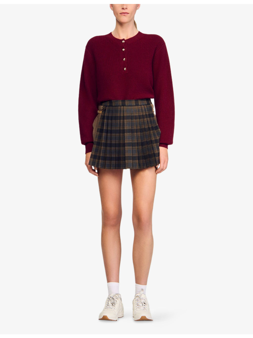 Decorative Button Long-Sleeve Wool-Cashmere Blend Jumper - 2