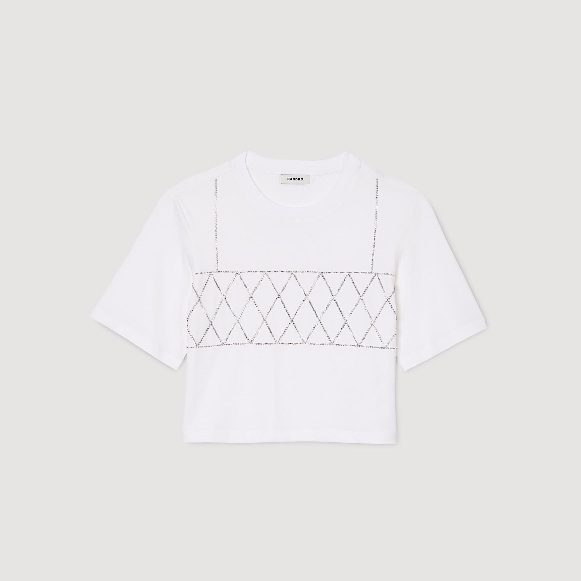 RHINESTONE CROPPED T-SHIRT - 1