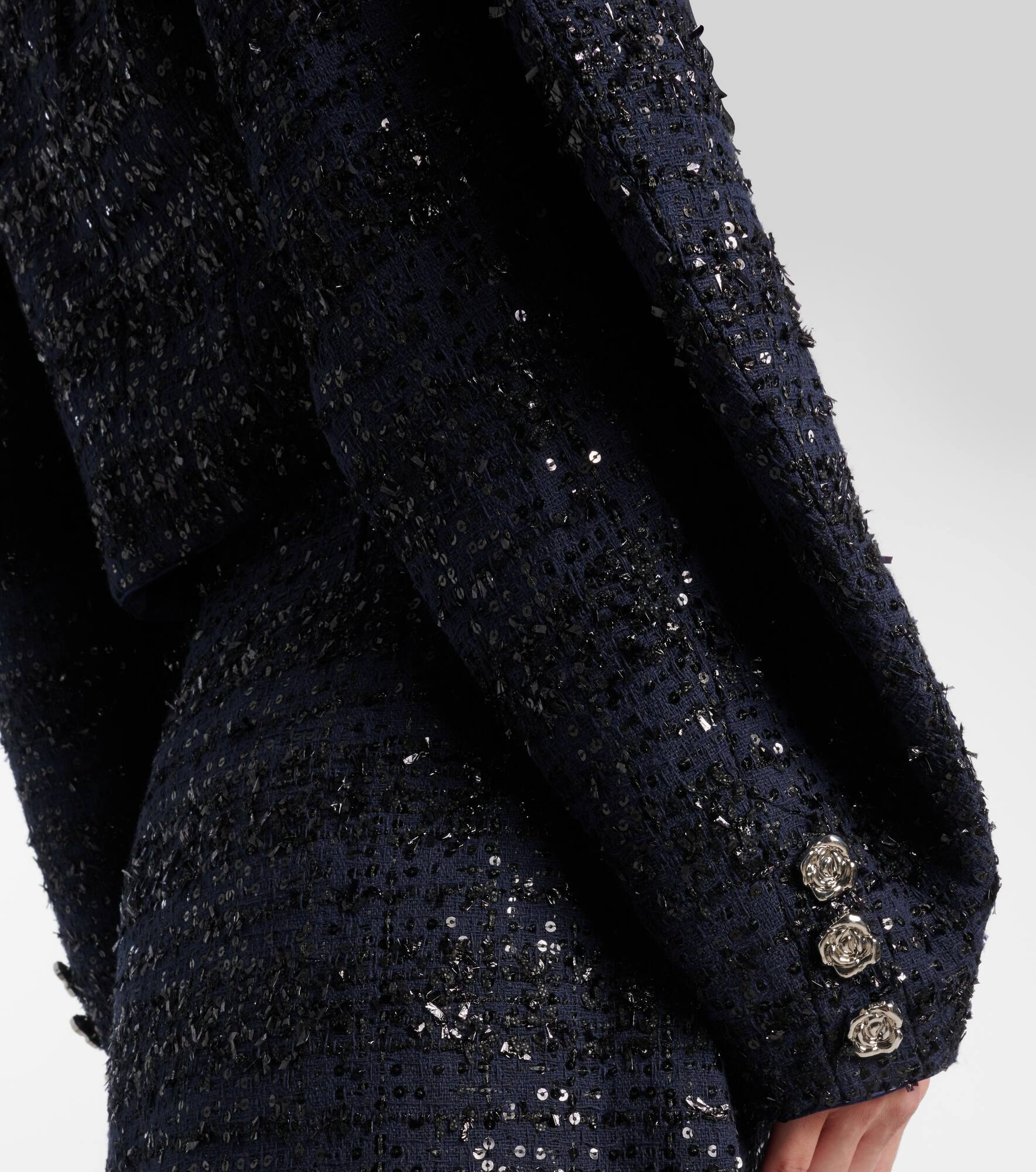 Sequined cropped bouclé jacket - 5