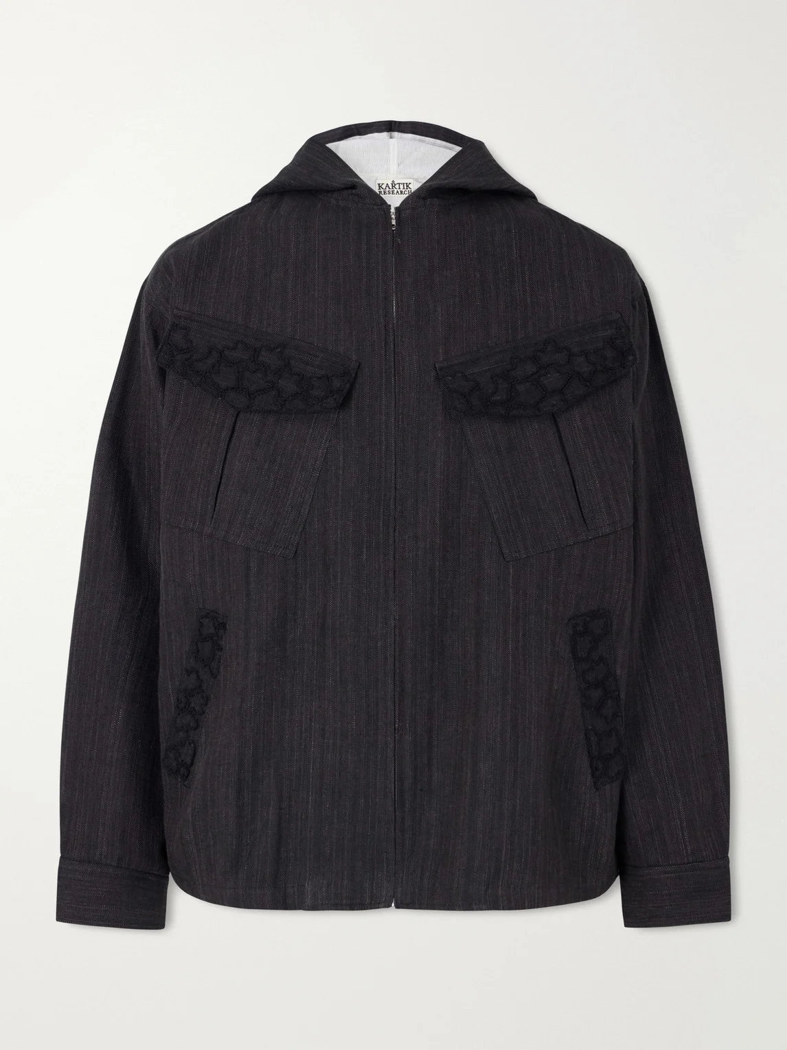 Hooded Embroidered Wool and Linen-Blend Canvas Jacket - 1
