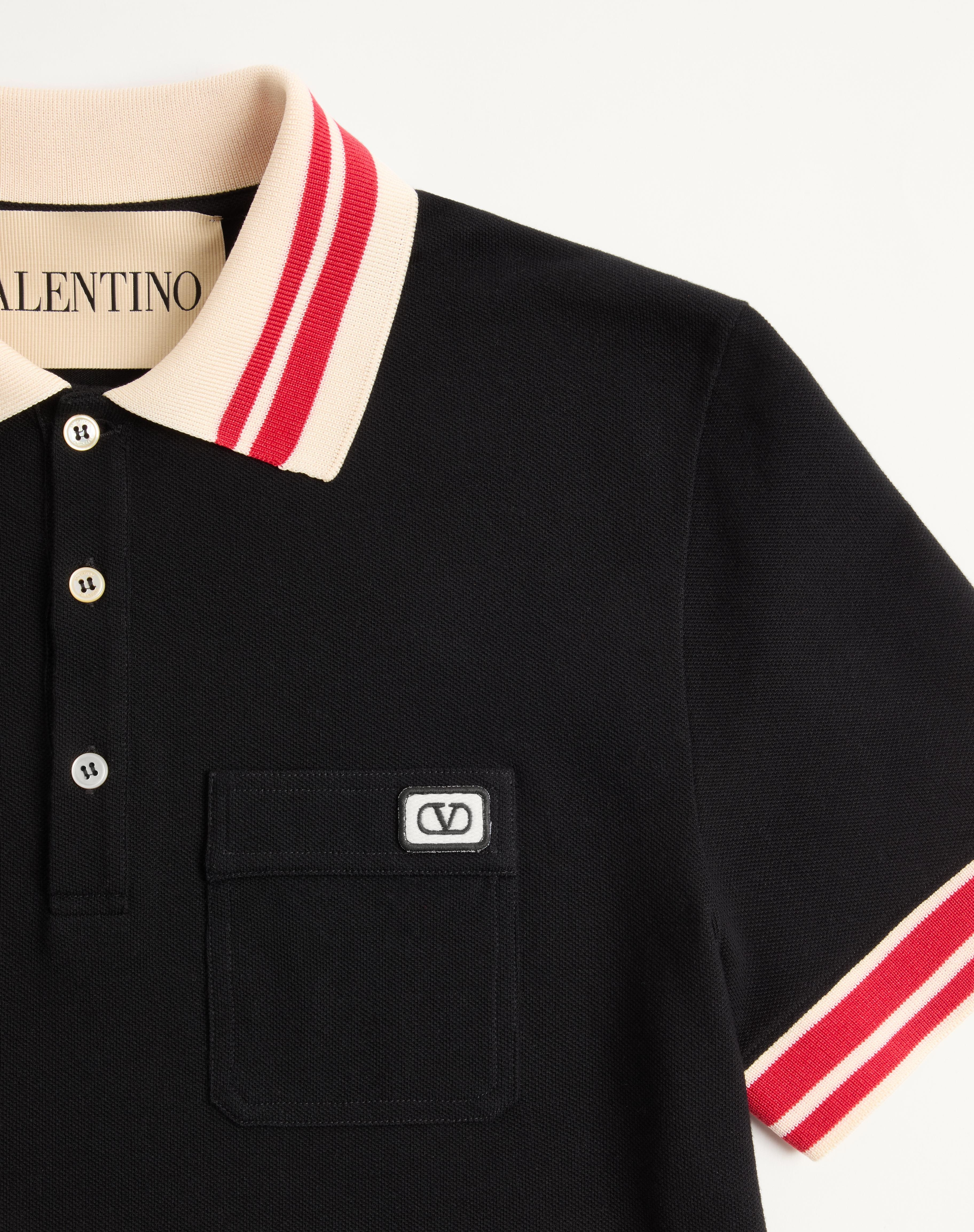 COTTON PIQUÉ POLO SHIRT WITH VLOGO PATCH - 7