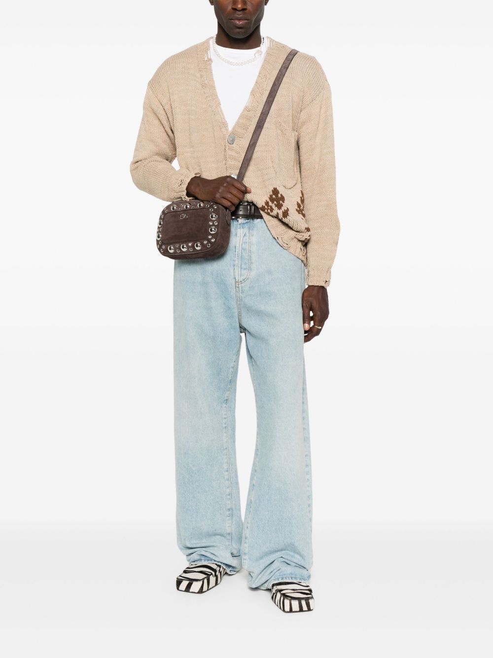 Nellcote eyelet-embellished suede shoulder bag - 2