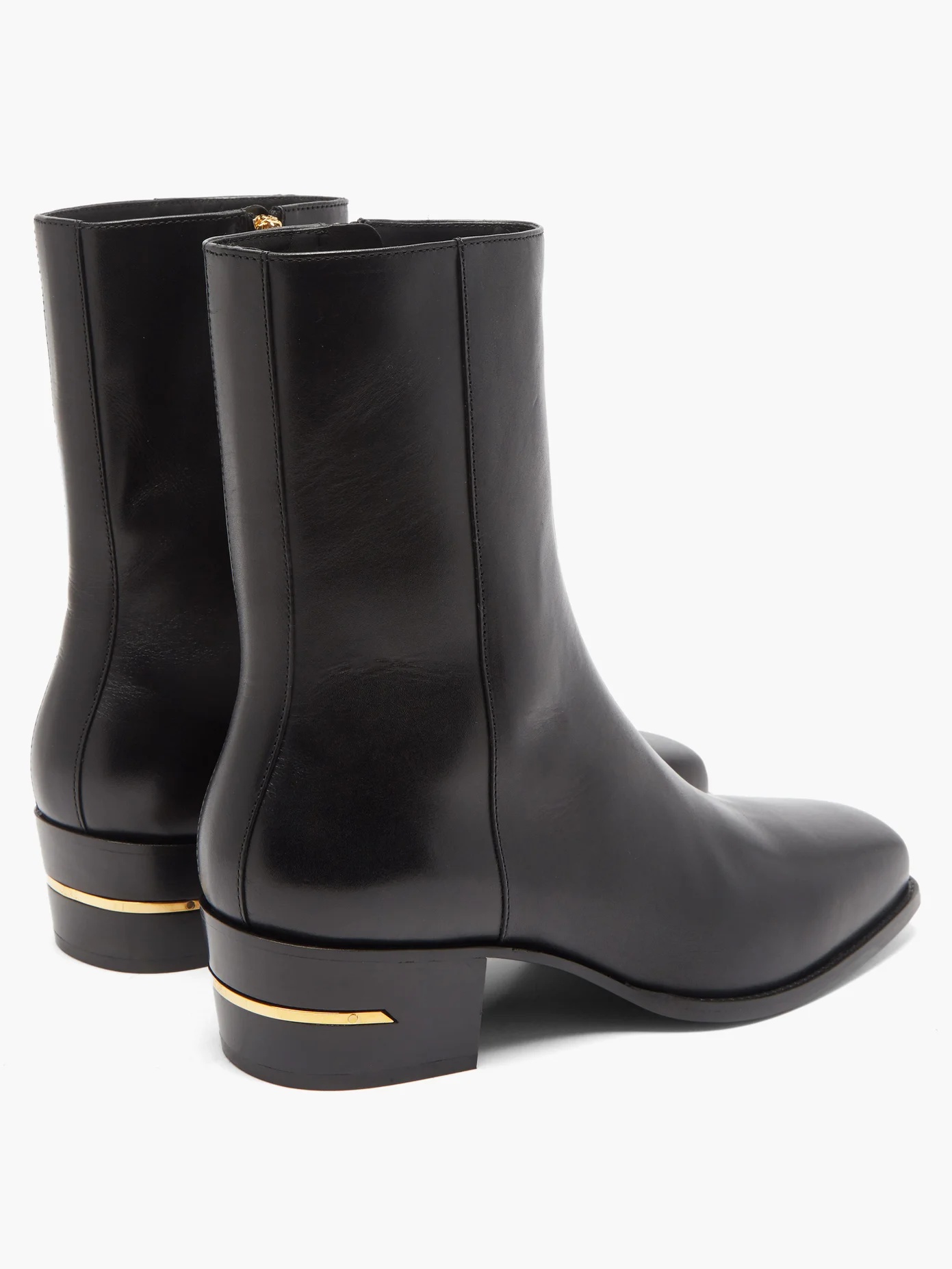 Square-toe leather ankle boots - 4