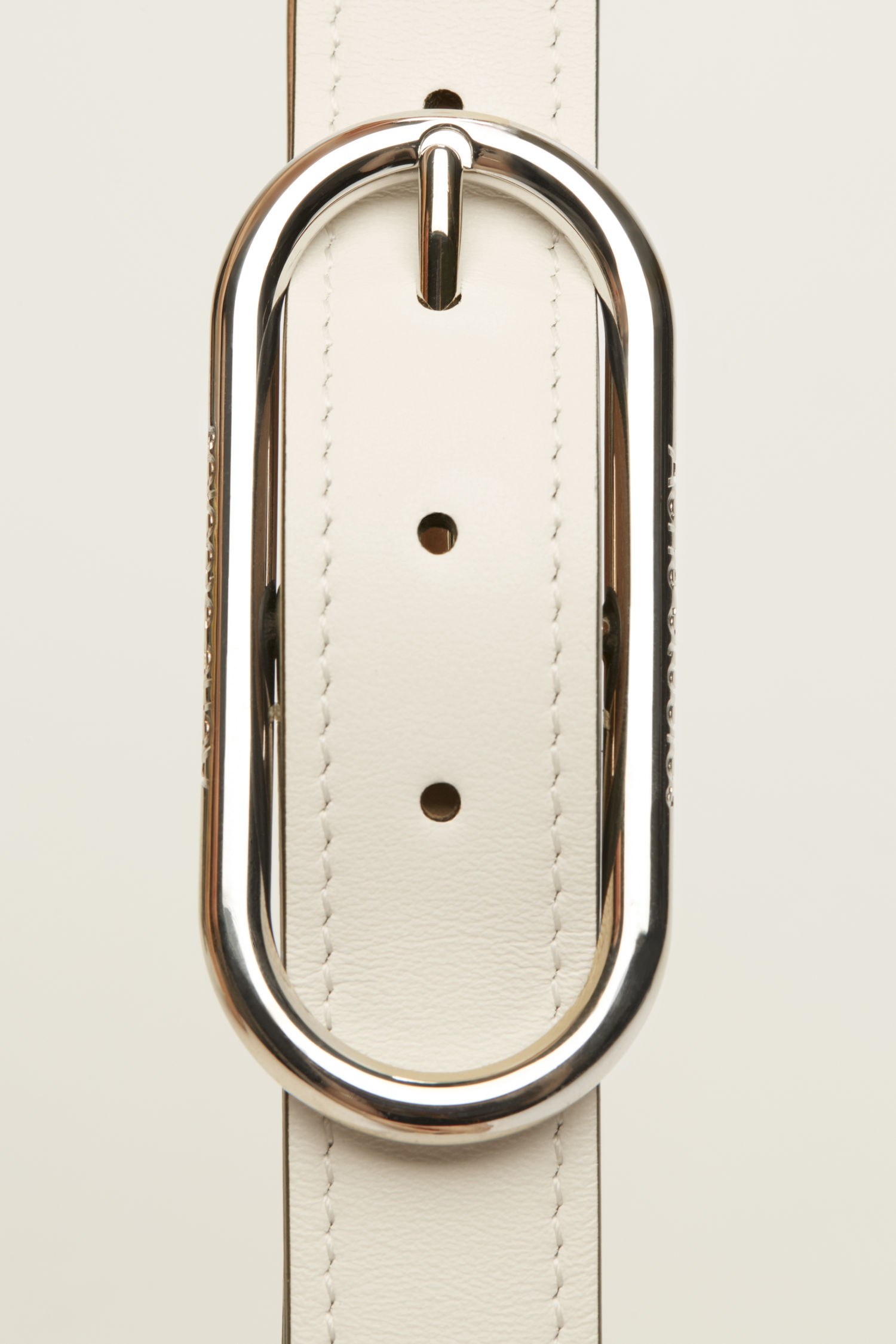 Logo-buckle leather belt white/black - 3