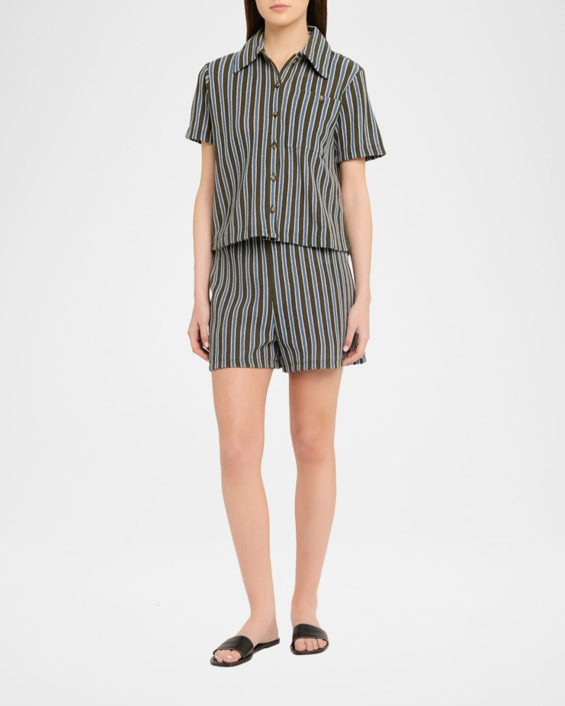 VERONICA BEARD Vichi Striped Cotton Shorts outlook