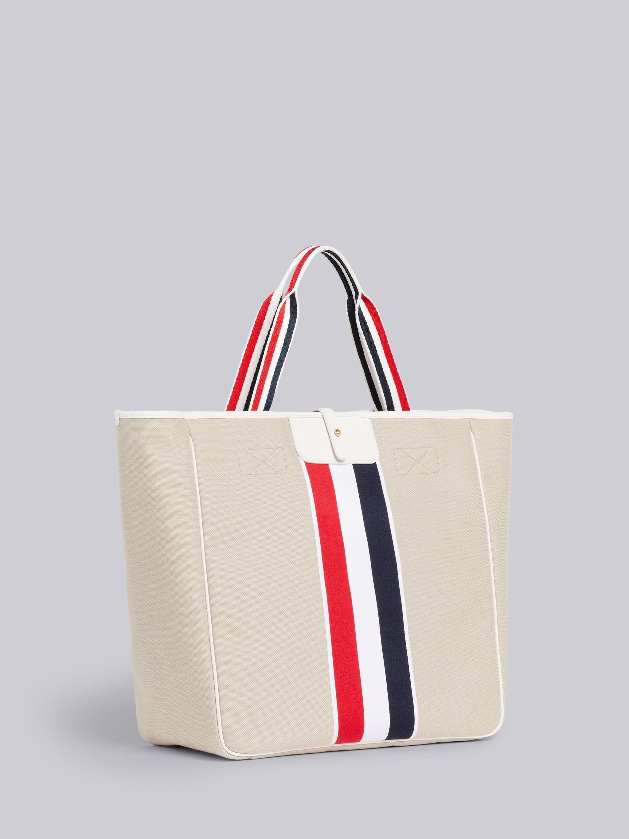 Natural Cotton Canvas Jacquard Stripe Hunting Tote - 3