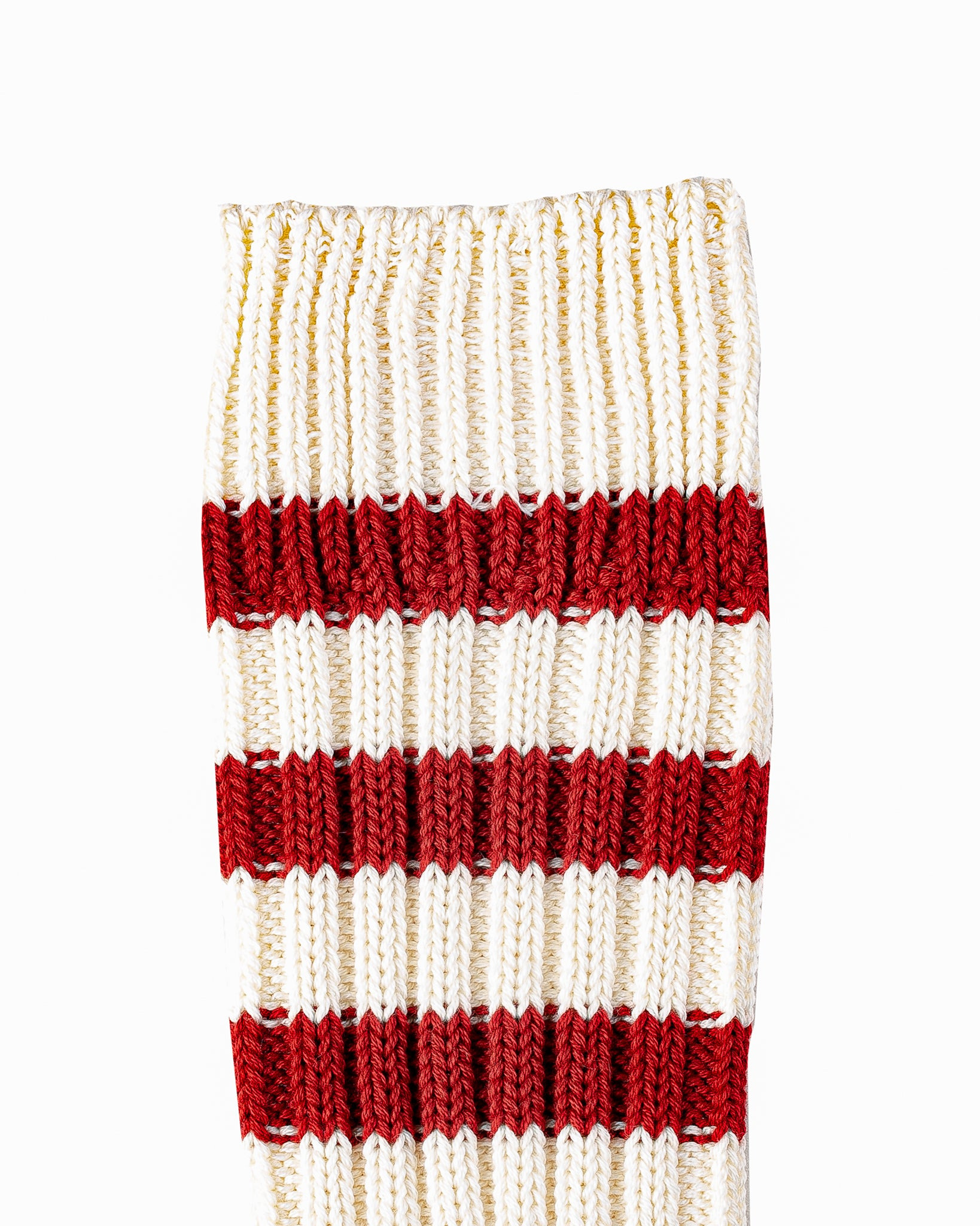 DEC-STR-IVO-RED Decka Heavyweight Socks / Stripes - Ivory x Red - 2