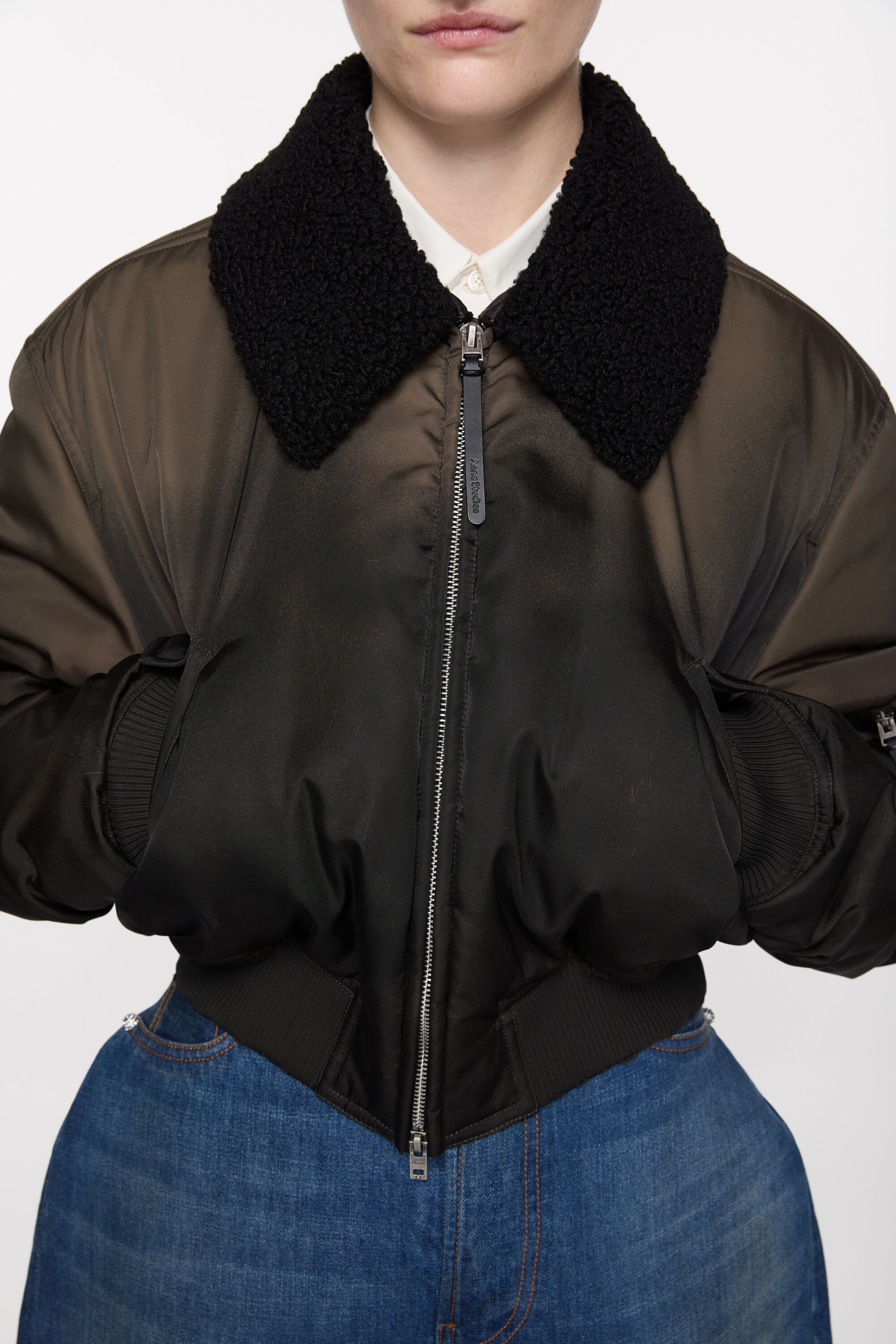Bomber jacket furry collar - Dark brown - 6