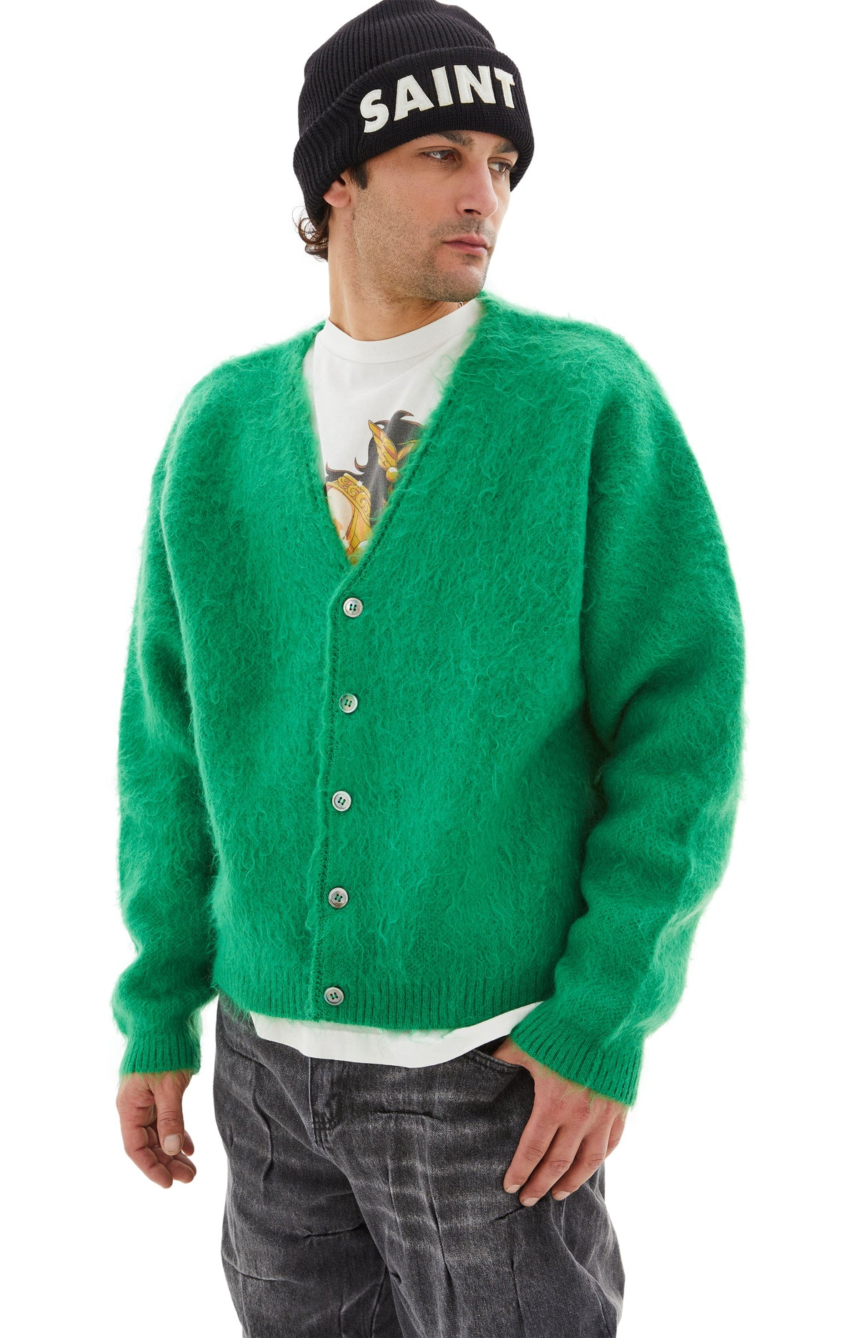 SM MOHAIR CARDIGAN (GREEN) - 4