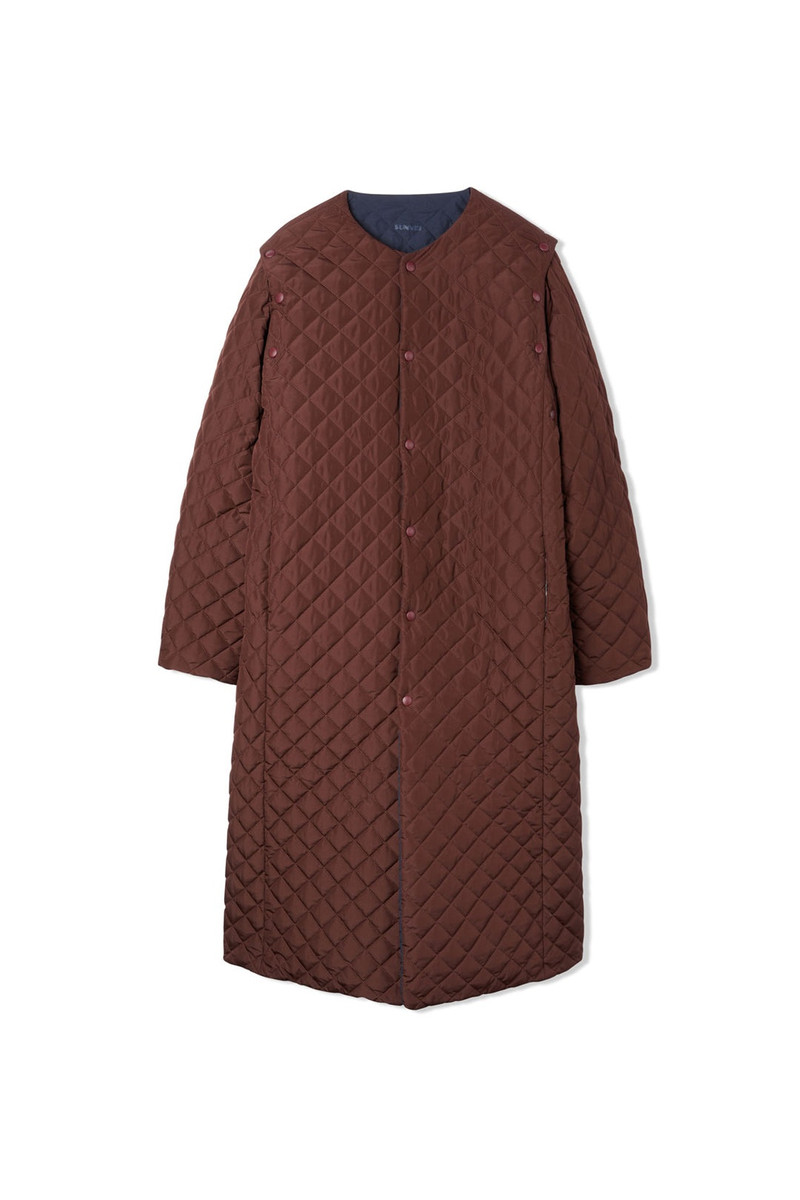 LONG QUILTED JACKET / chestnut 1