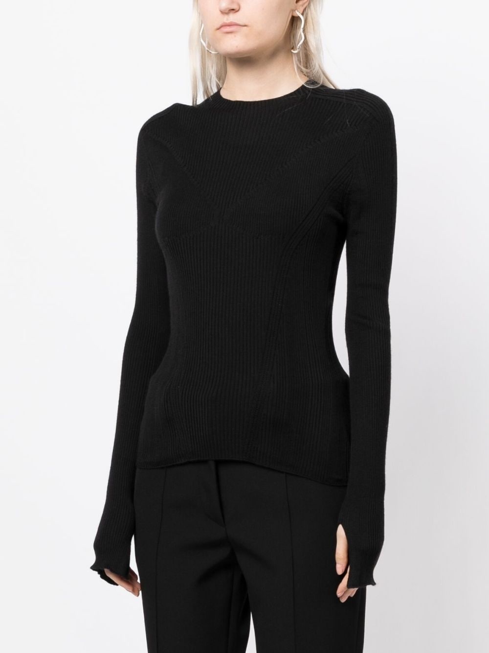 extra-long sleeve rib-knit jumper - 3