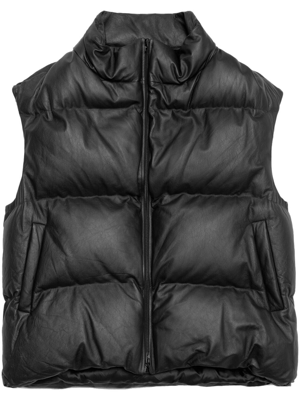 padded leather gilet - 1