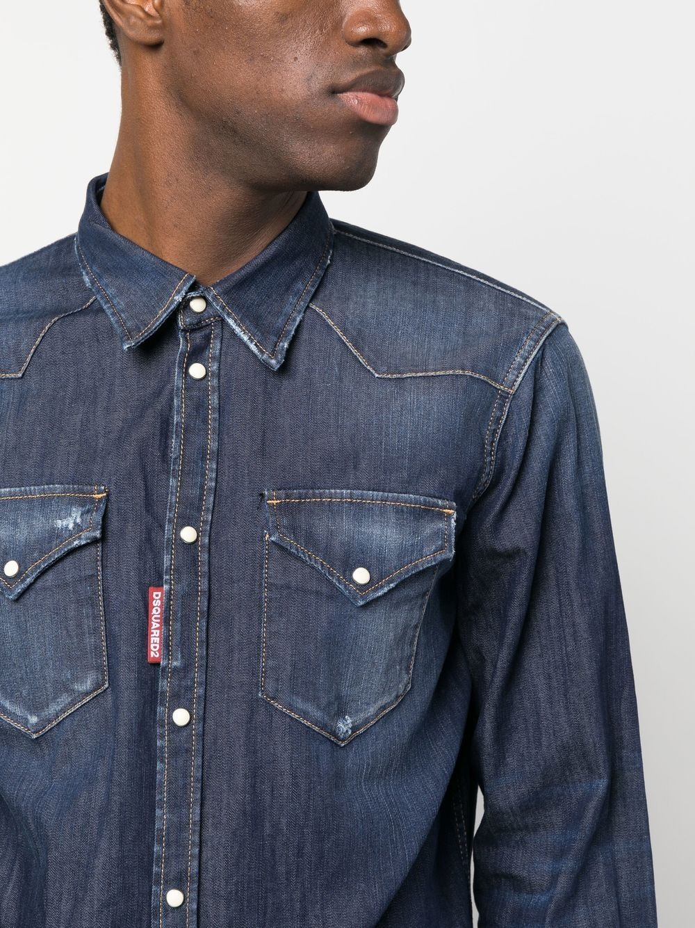 distressed denim shirt - 5
