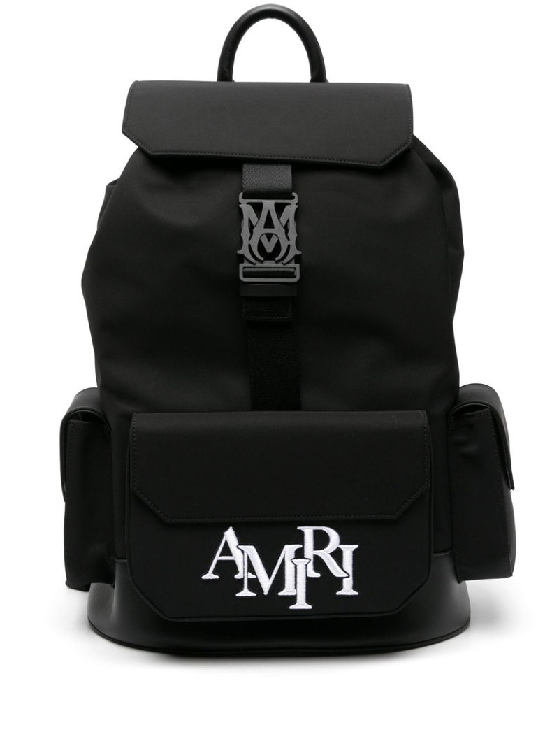 Staggered logo-embroidered backpack 1