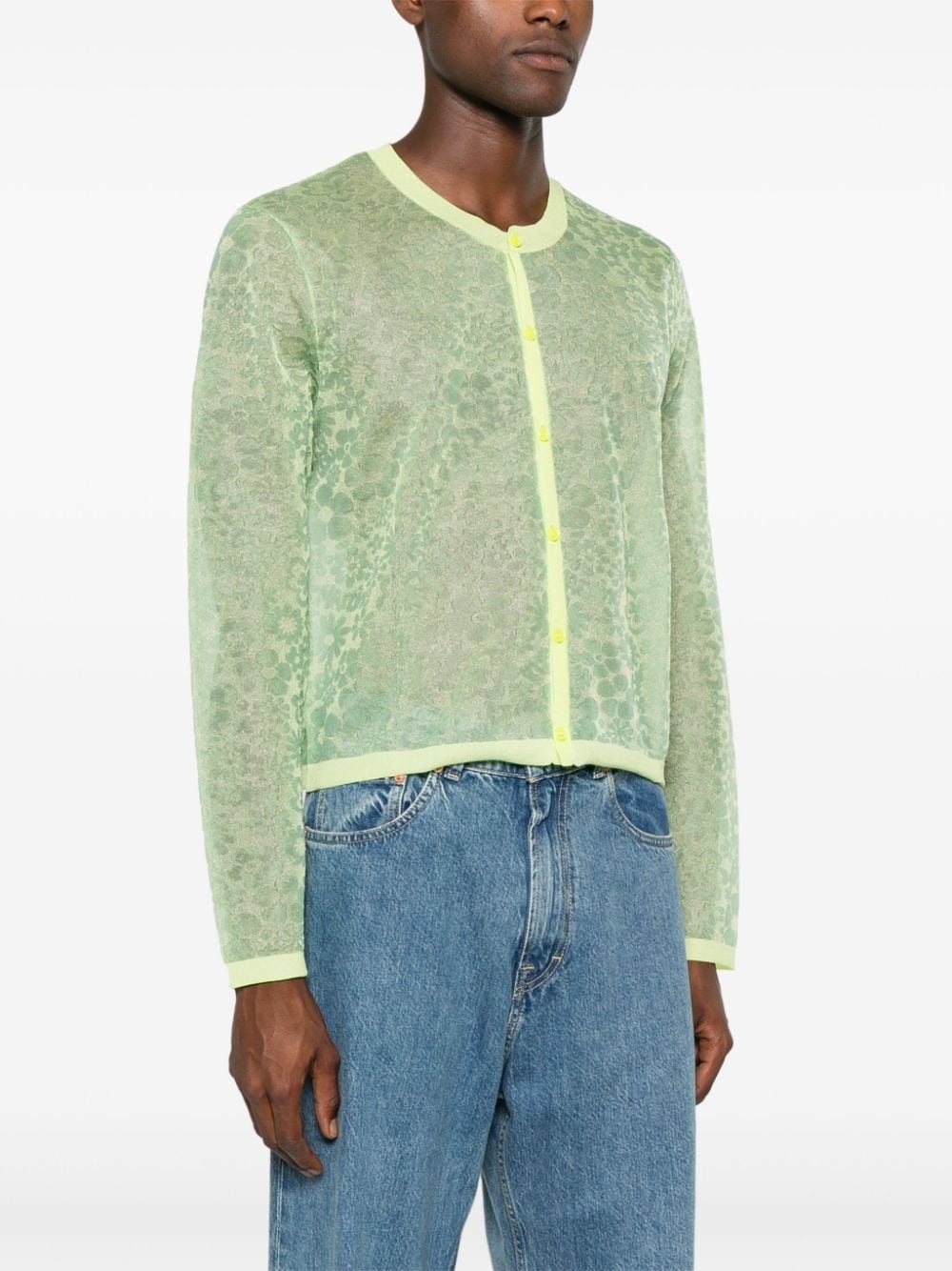 floral-jacquard cardigan - 3
