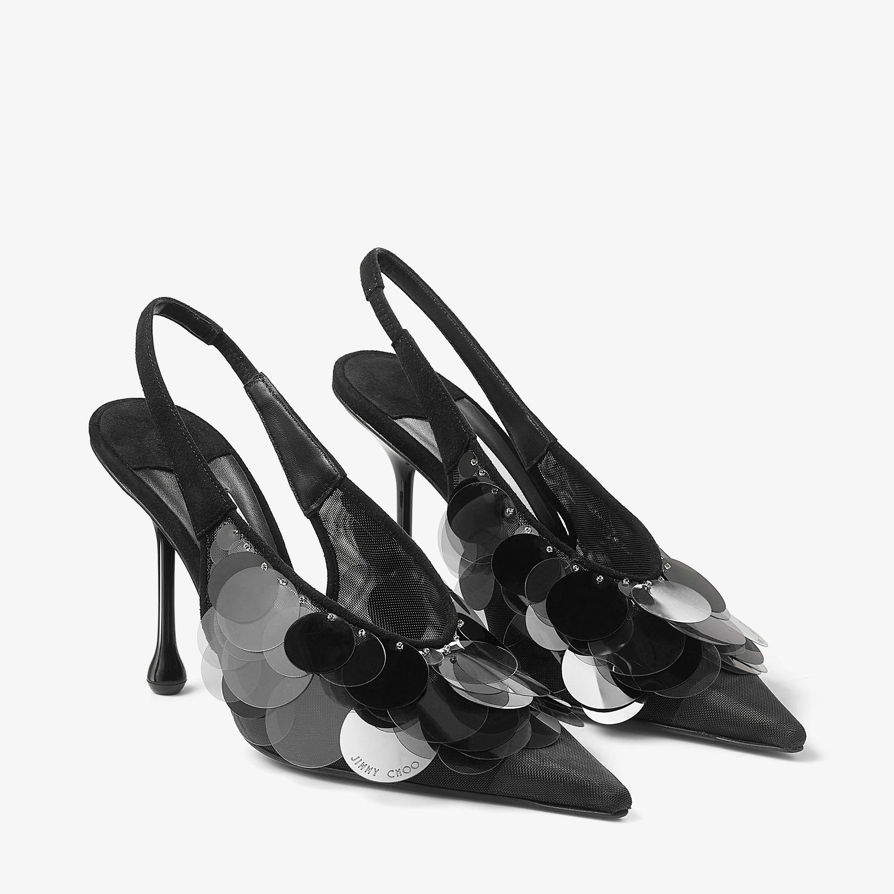 Isa 95
Black Mesh Paillette Pumps - 3