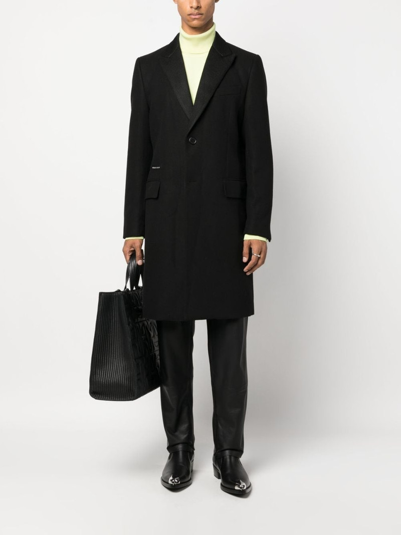 PHILIPP PLEIN single-breasted logo-lettering coat outlook